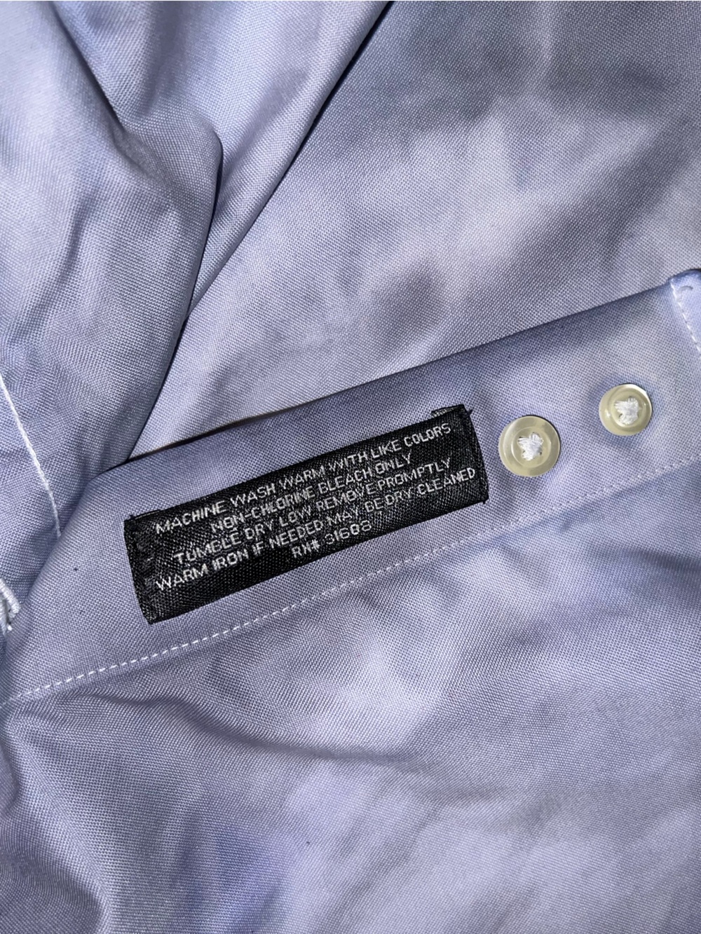 White Ombre Watercolor Artisanal Upcycled Blue Retro Button-Up Shirt Size XL - Picture 9 of 12